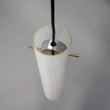 Ceiling lamp by Belysningsbolaget, Sweden in white glass with details in brass