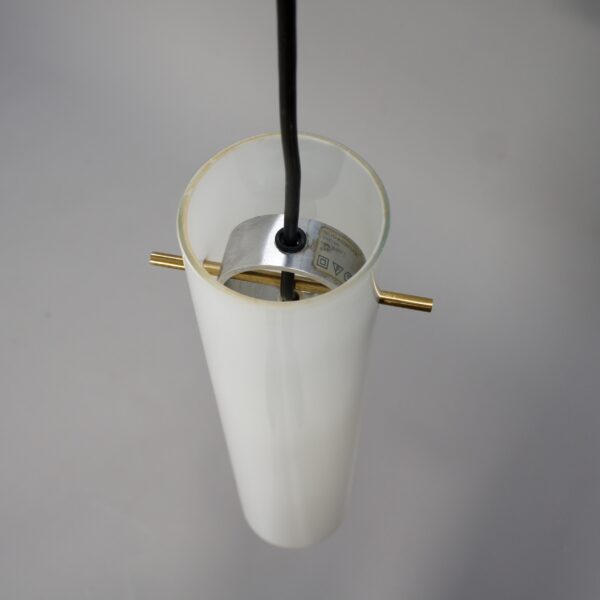 Ceiling lamp by Belysningsbolaget, Sweden in white glass with details in brass