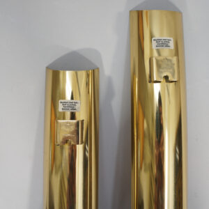 Pierre Forsell for Skultuna, Sweden. A pair of signed candle holders in brass.