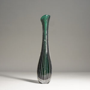 Vicke Lindstrand for Kosta, Sweden. 1950's signed vase in striped glass.