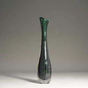 Vicke Lindstrand for Kosta, Sweden. 1950's signed vase in striped glass.