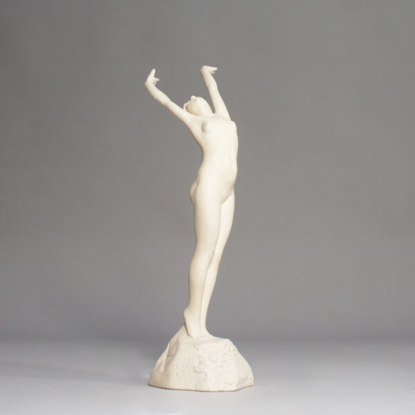 "Solrose". 1918-25's sculpture of naked female in carrara ceramic by Axel Ebbe, Sweden.
