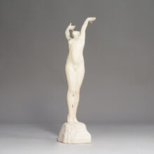 "Solrose". 1918-25's sculpture of naked female in carrara ceramic by Axel Ebbe, Sweden.