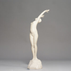 "Solrose". 1918-25's sculpture of naked female in carrara ceramic by Axel Ebbe, Sweden.