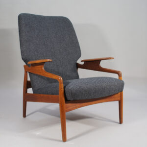 1950's lounge chair in teak and reupholstered seat by John Bone for Mikeal Laursen, Denmark