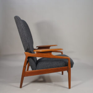 1950's lounge chair in teak and reupholstered seat by John Bone for Mikeal Laursen, Denmark