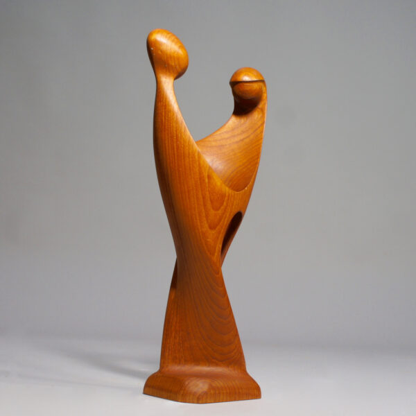 Sculpture of dancing couple in teak by Simon Rander, Denmark.