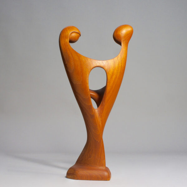 Sculpture of dancing couple in teak by Simon Rander, Denmark.