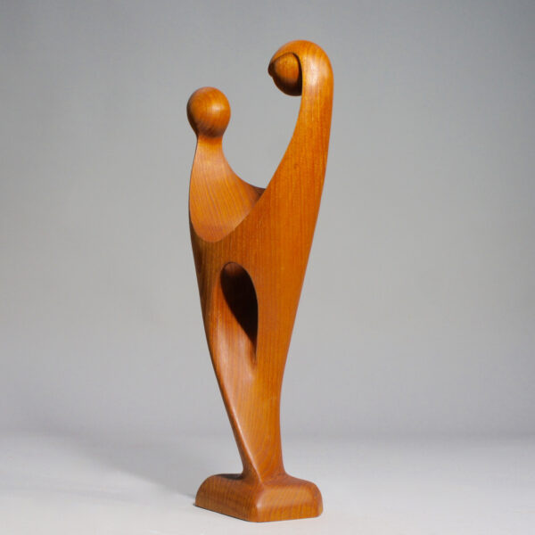 Sculpture of dancing couple in teak by Simon Rander, Denmark.