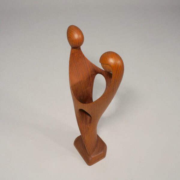 Sculpture of dancing couple in teak by Simon Rander, Denmark.