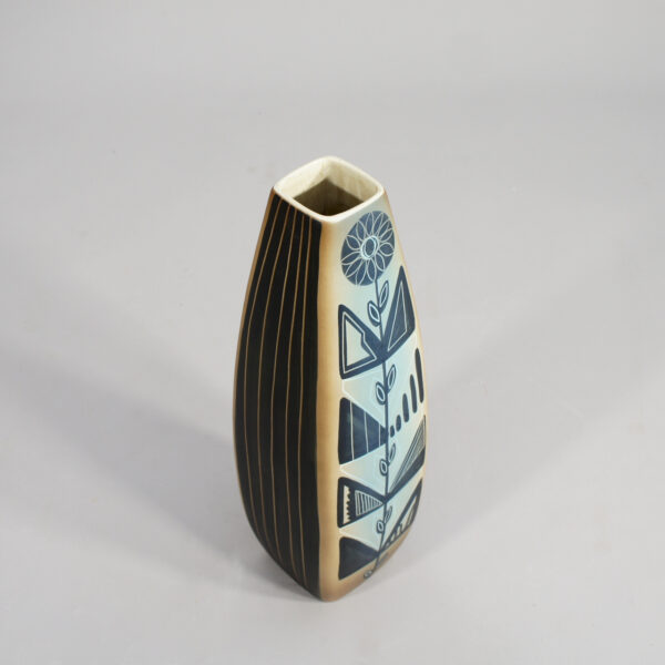 Floor vase in decorated ceramic by Søholm, Denmark signed LR