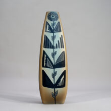 Floor vase in decorated ceramic by Søholm, Denmark signed LR