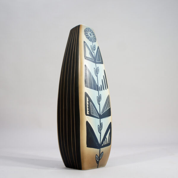 Floor vase in decorated ceramic by Søholm, Denmark signed LR