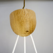 1960's ceiling lamp in oak and glass by Luxus Sweden. "The banana".