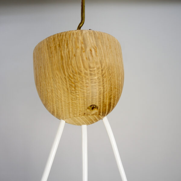 1960's ceiling lamp in oak and glass by Luxus Sweden. "The banana".
