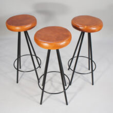 1960's bar stool in steel and leather