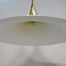 "Semi Pendant".1970's ceiling lamp in brass by Bonderup/Thorup for Fog & Morup, Denmark. 65 cm/diam.