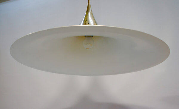 "Semi Pendant".1970's ceiling lamp in brass by Bonderup/Thorup for Fog & Morup, Denmark. 65 cm/diam.