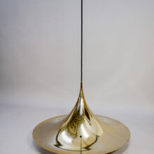 "Semi Pendant".1970's ceiling lamp in brass by Bonderup/Thorup for Fog & Morup, Denmark. 65 cm/diam.