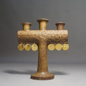 "Medaljong" 1970's candle holder in stoneware by Lisa Larson for Gustavsberg, Sweden.