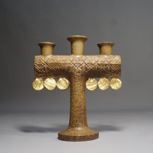 "Medaljong" 1970's candle holder in stoneware by Lisa Larson for Gustavsberg, Sweden.