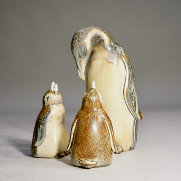 Gunnar Nylund for Rörstrand, Sweden. Pinguine with two babys in stoneware.