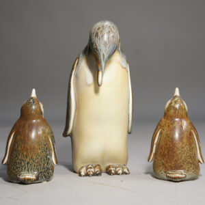 Gunnar Nylund for Rörstrand, Sweden. Pinguine with two babys in stoneware.