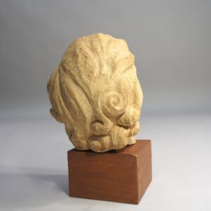 Cereamic sculpture of young girl on base of wood