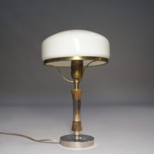 1930's desk lamp in metal wood and glass