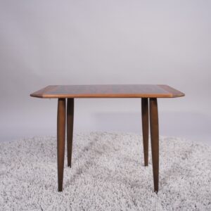 Side table in teak with decorated top in metal 1950's