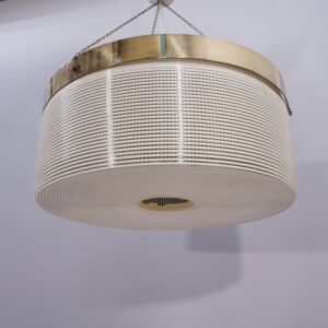 1960's ceiling lamp in plastic and brass.