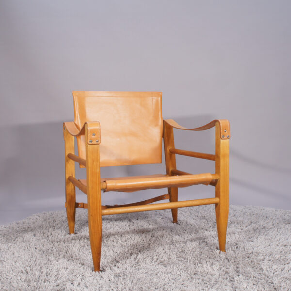 Safari chair in beech and leather by Børge Mogensen for Aage Bruun & Son, Denmark.