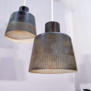 1950-60's ceiling lamps in antiqued copper by Hans Bergström for Ateljé Lyktan.