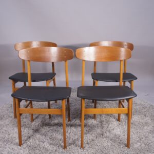 Danish dining chairs in teak and beech. Danska matstolar i teak