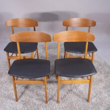 Danish dining chairs in teak and beech. Danska matstolar i teak