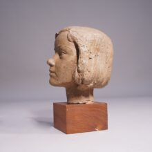 Signed sculpture of girl's head by Carl-Oscar Avén. Skulptur av flickbyst .