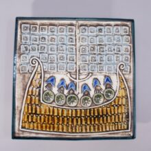 Lisa Larson for Gustavsberg, Sweden. Ceramic plaquet viking ship 1961