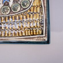 Lisa Larson for Gustavsberg, Sweden. Ceramic plaquet viking ship 1961