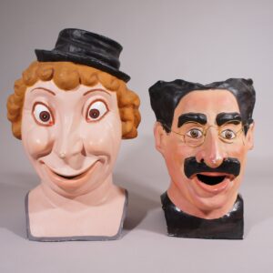 1940-50's papier Mache heads by Harpo and Groucho Marx.