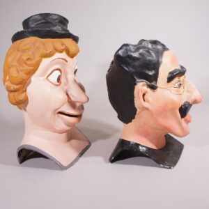 1940-50's papier Mache heads by Harpo and Groucho Marx.