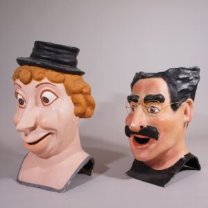 1940-50's papier Mache heads by Harpo and Groucho Marx.