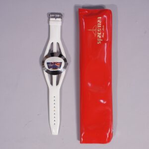 Space age wrist watch by André Le Marquand for Tressa Lux Switzerland. "Space man" 1960's. Never used with original case. In working condition.