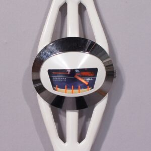 Space age wrist watch by André Le Marquand for Tressa Lux Switzerland. "Space man" 1960's. Never used with original case. In working condition.